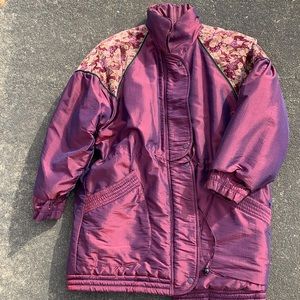 STUNNING Vintage Floral Puffer Jacket Iridescent